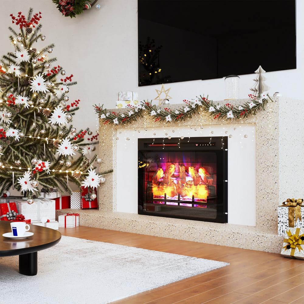 29.3 in. 1500W Freestanding Recessed Electric Fireplace in Black with Multicolor Flame price history on PriceWatchPro
