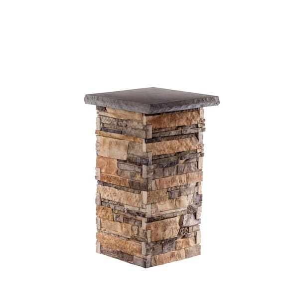 18 in. x 48 in. Dakota Sunset with a Slate Flat Cap Stone Pillar Kit