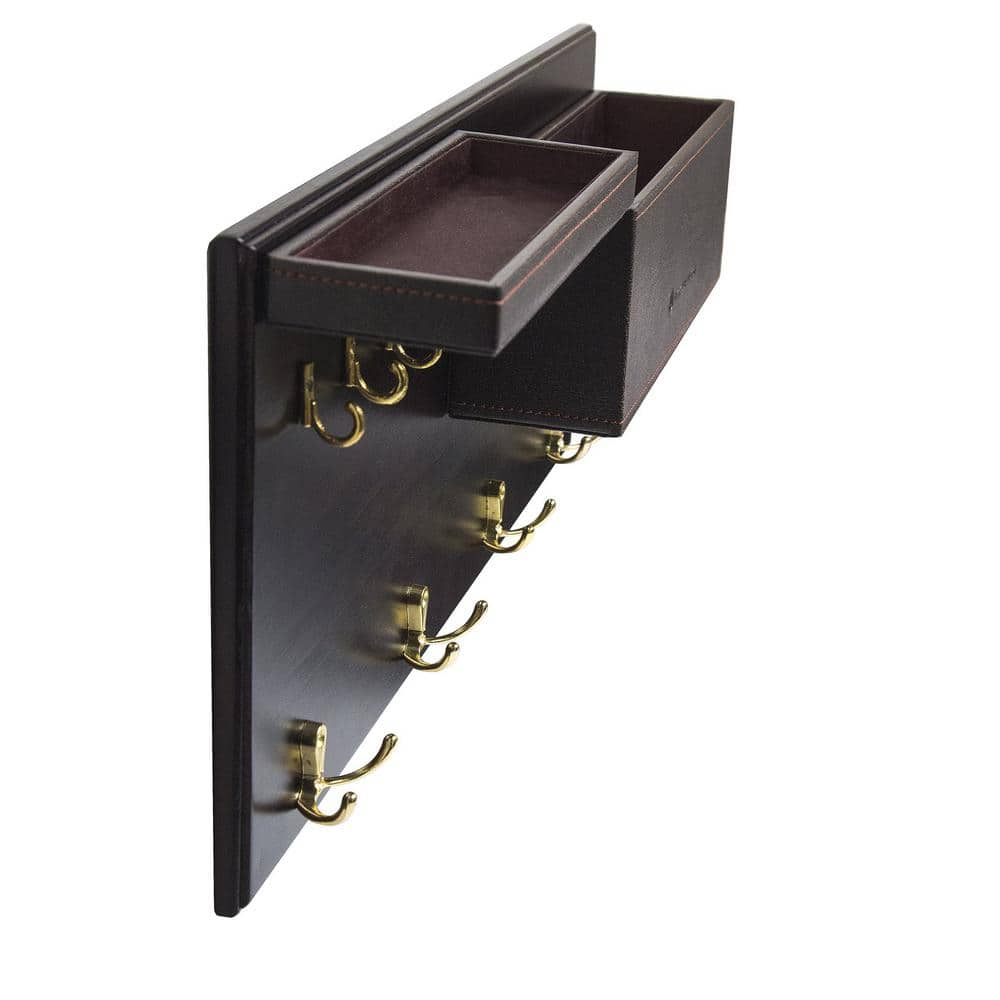 20.5 in. W x 3.4 in. D Dark Brown Decorative Wall Shelf, Entryway Coat Rack