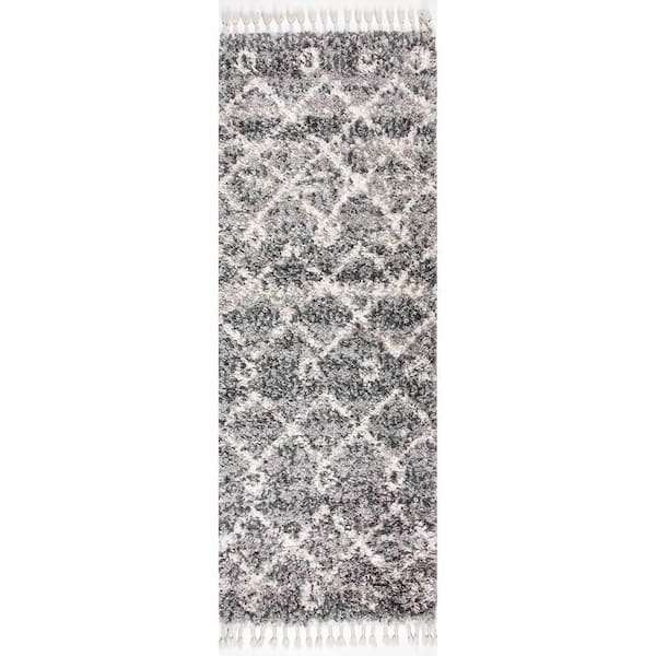 Home Decorators Collection Transitional Kristi Shag Gray 2 ft. x 6 ft. Runner Rug