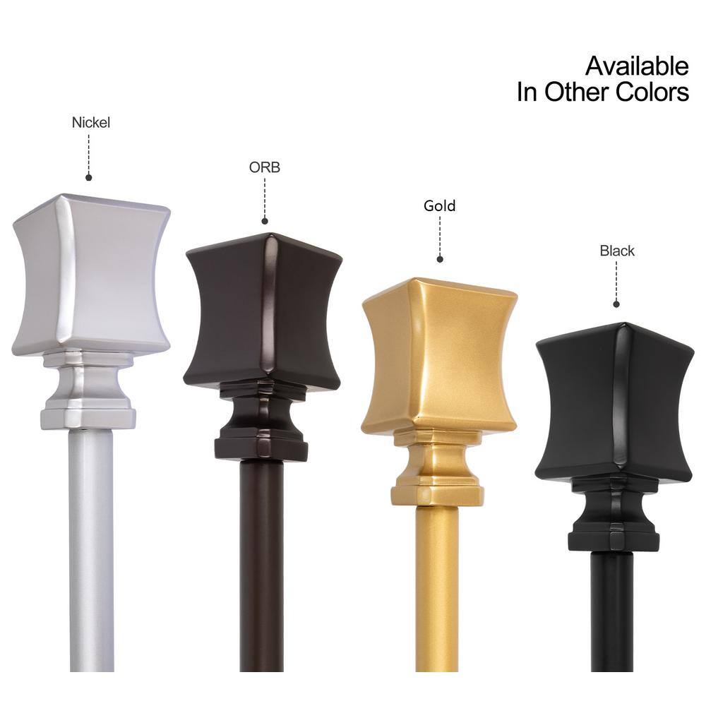 Adjustable Nickel Metal Single Curtain Rod with Decorative Finials
