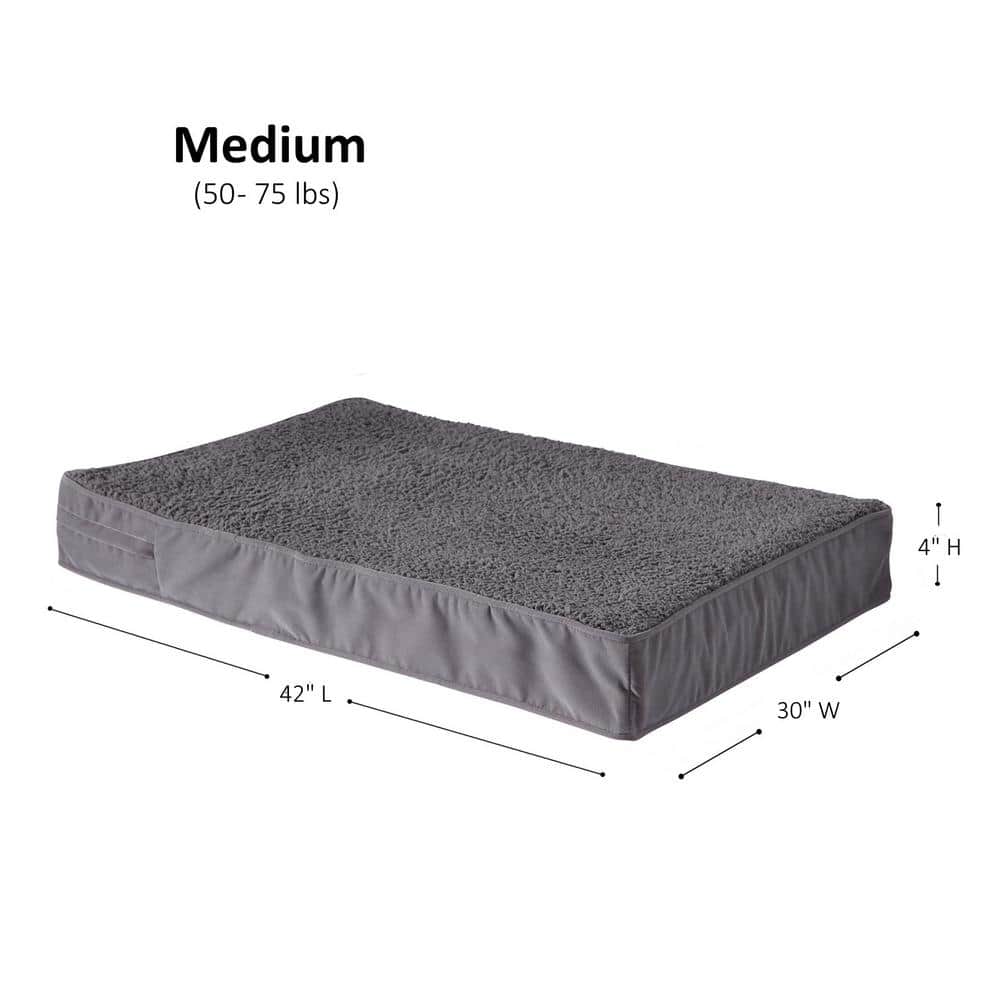 Medium Gray Sherpa Orthopedic Dog Bed with Egg Crate Foam