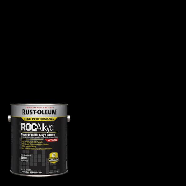 Rust-Oleum 1 gal. ROC Alkyd V7400 Direct-to-Metal Flat Black Interior ...