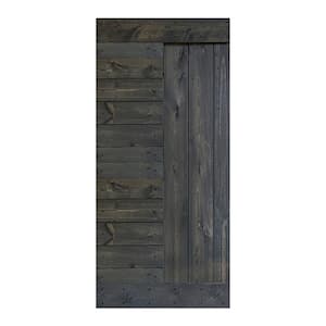 L Series 36 in. x 84 in. Carbon Gray Finished Solid Wood Barn Door Slab - Hardware Kit Not Included