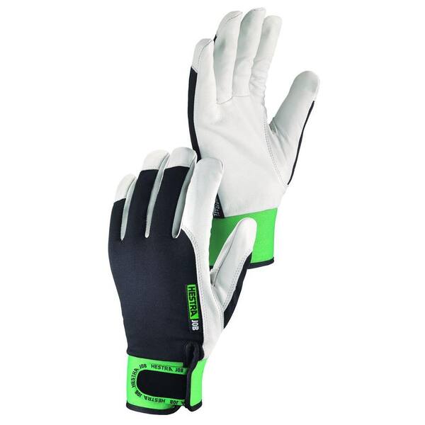 Hestra JOB Kobolt Winter Flex Size 8 Medium Cold Weather Goatskin Leather Glove in White and Black