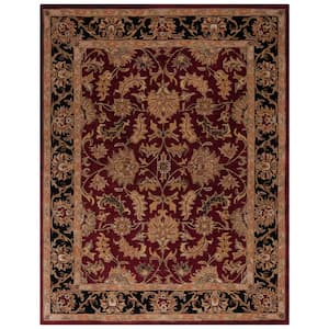 Heritage Red and Black 8 ft. x 10 ft. Border Area Rug