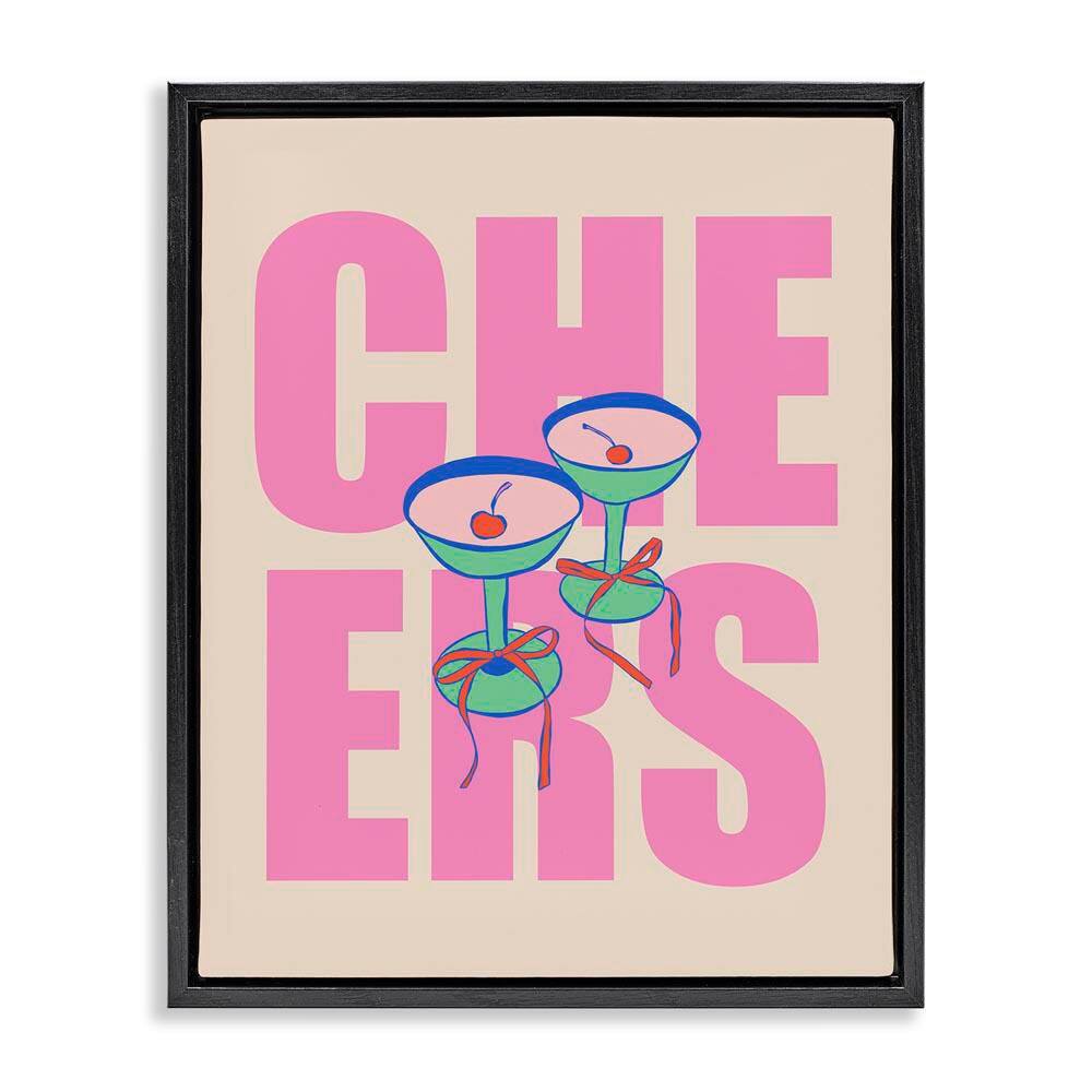 Cheers Martinis and Bows by House of Lulu Black Floater Frame Food Graphic Art Print 21 in. x 17 in. price history on PriceWatchPro