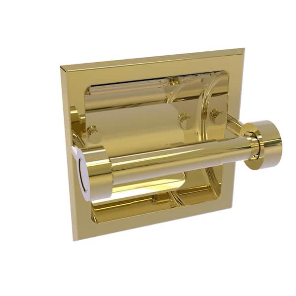 Allied Brass Continental Recessed Toilet Paper Holder in Unlacquered Brass