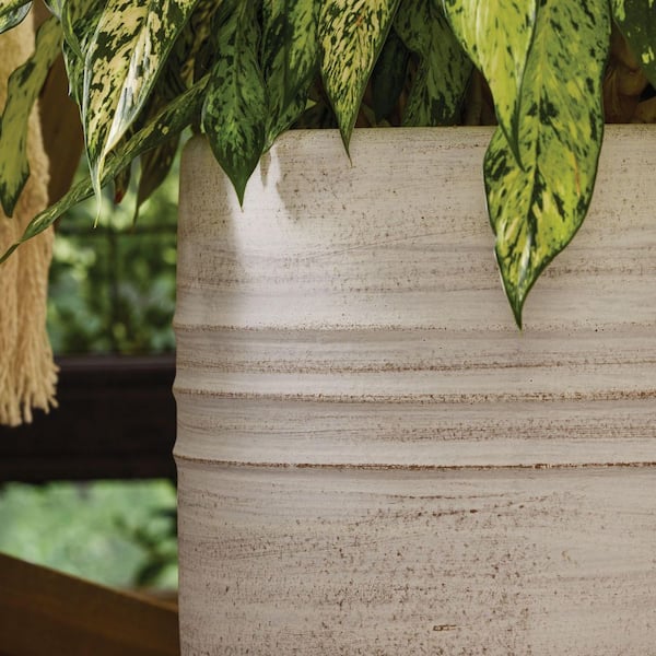 Vigoro Tucker Medium Gray Ceramic Round Decorative Planter (14 in