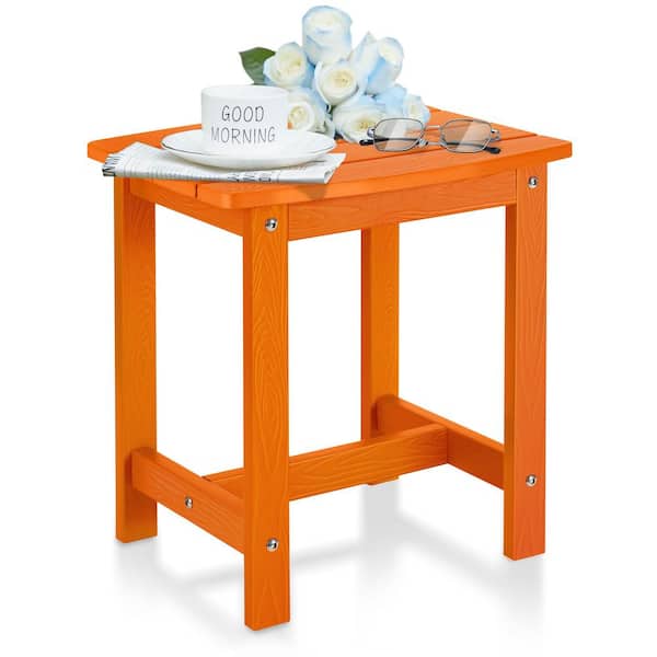 Unbranded Waterproof Single Tier Orange Rectangle HIPS Plastic 16.7 in. Outdoor Side Table