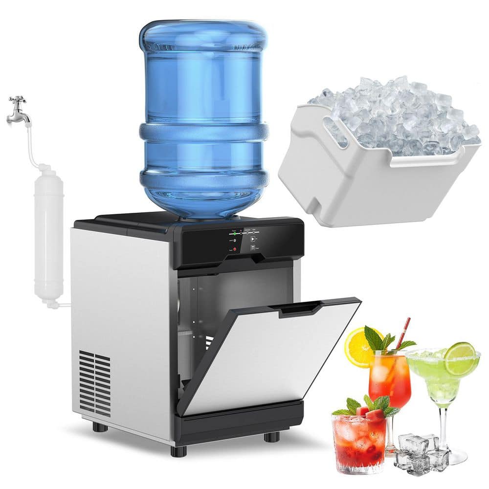 18.9 in. Stainless Steel 50 lb./24 H Countertop Portable Nugget Ice Maker with 12 lbs. Ice Storage, Dual Water Inlet price history on PriceWatchPro