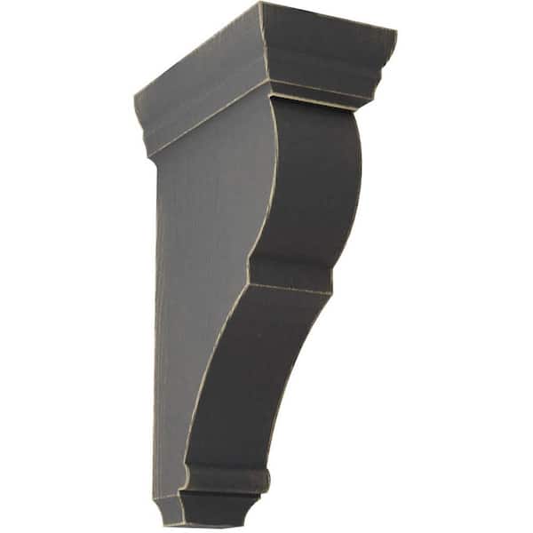 Ekena Millwork 2 in. x 8 in. x 4-1/2 in. Black Small Rojas Wood Vintage Decor Corbel