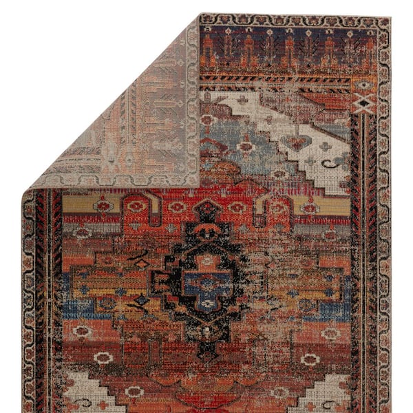 Azriel Multicolor/Orange 7 ft. 6 in. x 9 ft. 6 in. Medallion Rectangle Indoor/Outdoor Area Rug
