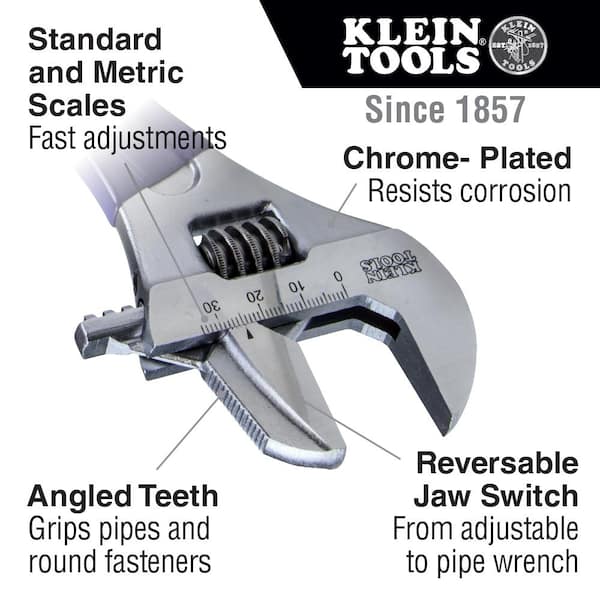 Reversible Jaw/Adjustable Pipe Wrench, 10 in.