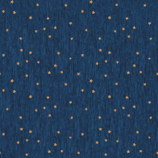 The Wallpaper Company 56 sq. ft. Dark Blue Star Toss Wallpape-DISCONTINUED