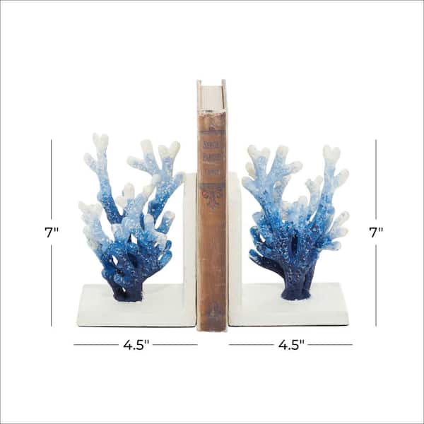 Blue Metal Ombre Coral Bookends (Set of 2)