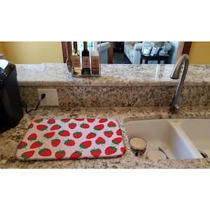 14 in. x 21 in. Strawberries on Pink Dish Drying Mat