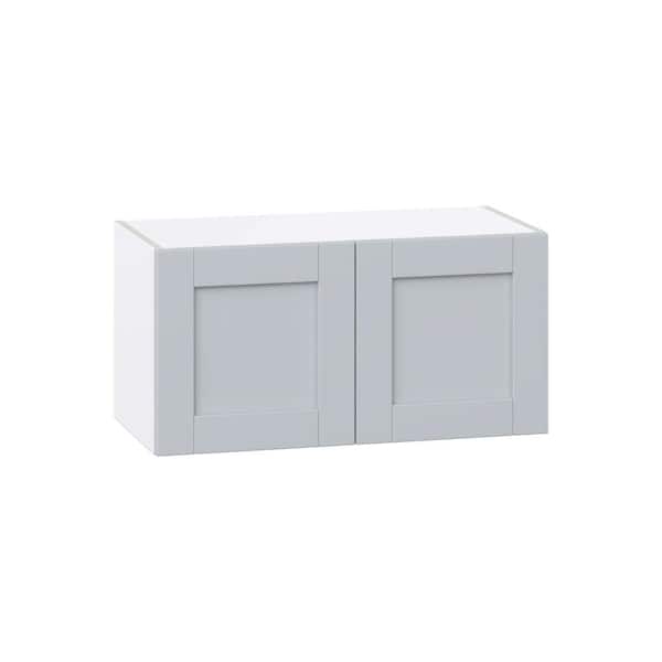 J COLLECTION Milton 30 in. W x 14 in. D x 15 in. H Assembled Shaker Wall Bridge Kitchen Cabinet in Light Gray