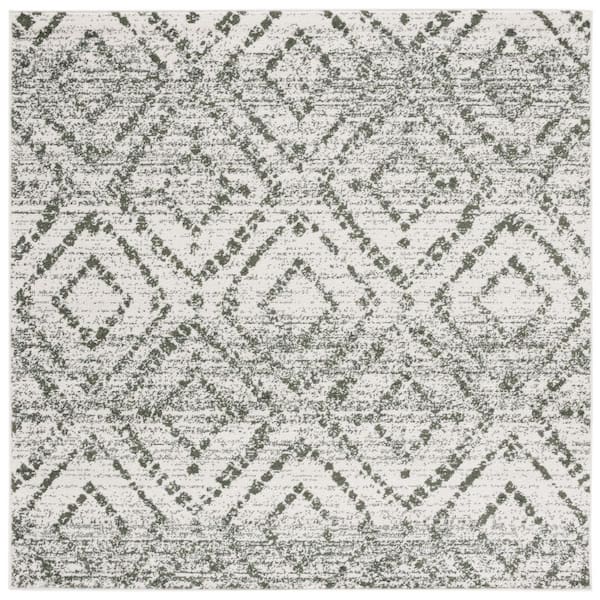 SAFAVIEH Adirondack Ivory/Dark Green 6 ft. x 6 ft. Multi-Diamonds Square Area Rug
