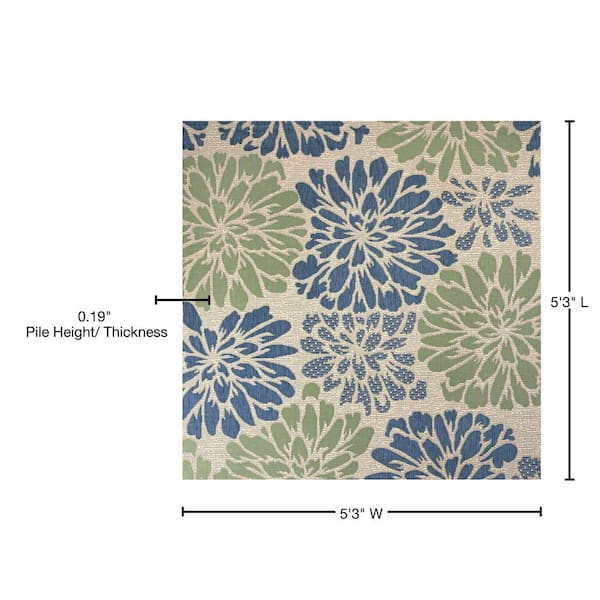 JONATHAN Y Zinnia Modern Floral Navy/Green 3 ft. 11 in. x 6 ft. Textured  Weave Indoor/Outdoor Area Rug SMB110B-4 - The Home Depot