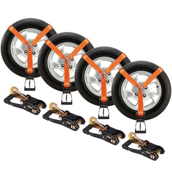 Ratchet Tie Down Straps Kit Lasso Style 2 in. x 120 in. Tire Straps 5512 LBS Working Load 11023 lbs. Breaking Strength