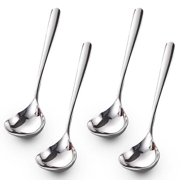 4-Pack 8 in. Silver Small Ladle, Sauce Ladle, SUS 304 Stainless Steel Small Serving Ladles, Gravy Soup Spoon Ladles