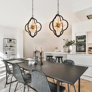 20 in. 6-Light Farmhouse Dark Gold Pendant Light, Modern Black DIY Sputnik Chandelier, Dining Room Pendant Hanging Light