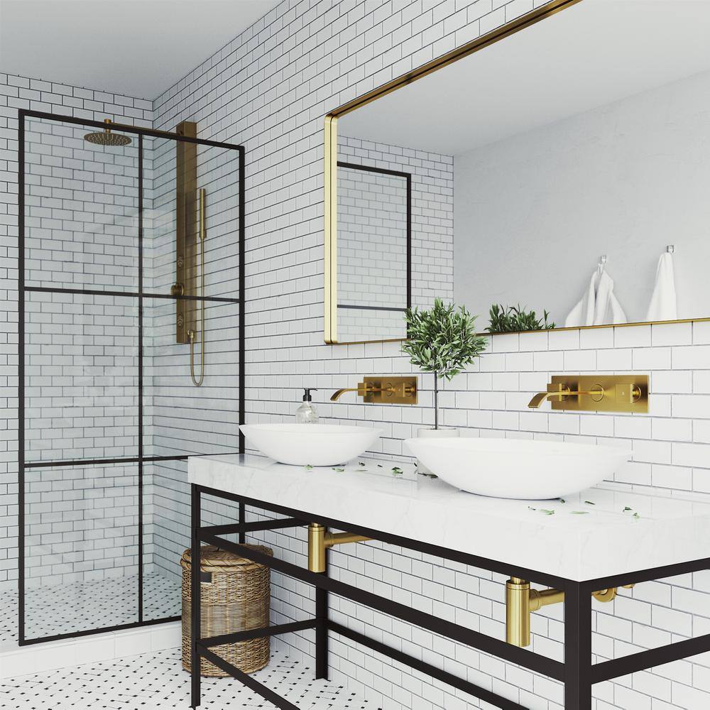 Matte Gold Two-Handle Wall Mount Bathroom Faucet