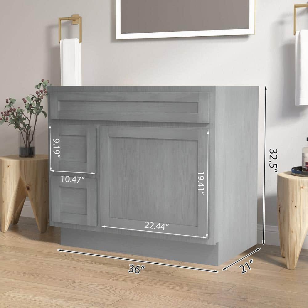 Hibbitts 36" Silver Single Shaker Bathroom Vanity Base