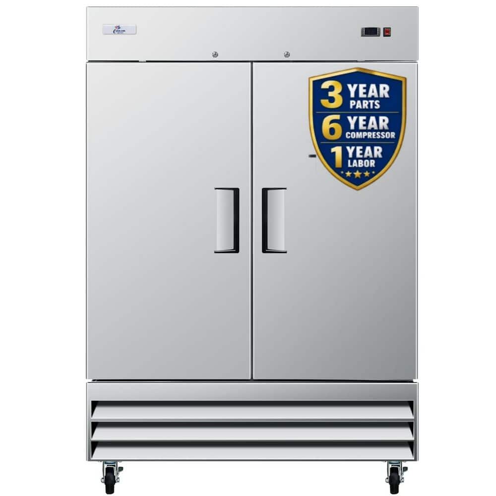 54 in. W 47 cu.ft. Commercial Auto-Defrost 2-Door Refrigerator in Stainless Steel