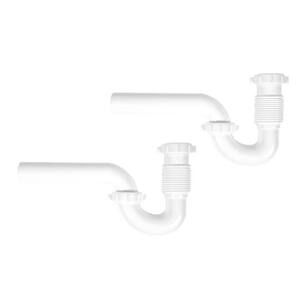 Form N Fit 1-1/2 in. White Plastic Sink Drain Flexible P-Trap (2-Pack)