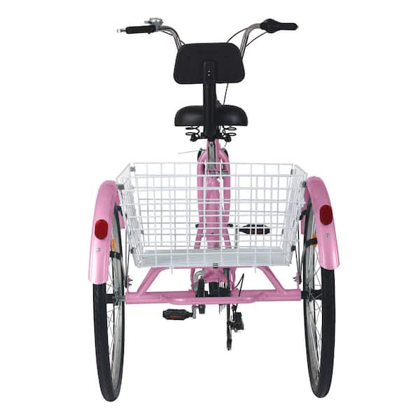 Adult Tricycle 26" 7 Speed 3 Wheel Cruiser Bike w/ Backrest Seat & Large Basket 