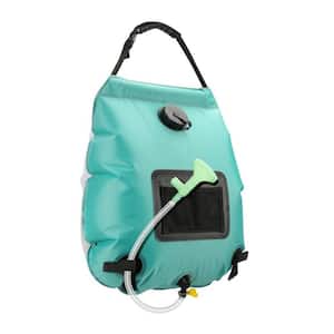 Solar Shower Bag 5-Gallon Solar Heating Camping Shower Bag with Removable Hose and On-Off Shower Head in Cyan