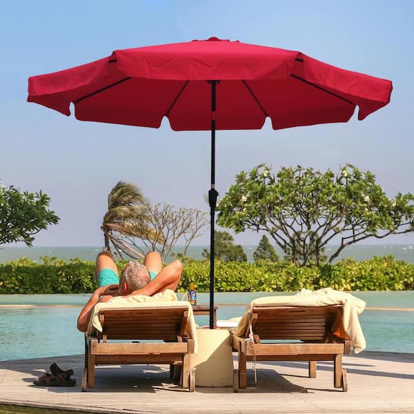 Outsunny 6FT Round Beach Umbrella with Tilt Mechanism, Outdoor UV