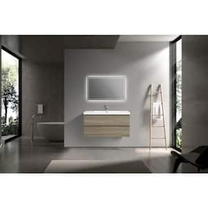 42 in. W Single Sink Wall-Mounted Ash Gray Bath Vanity With White Resin Top Unassembled