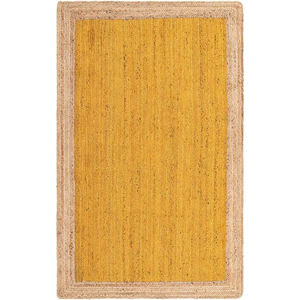 Unique Loom Braided Jute Goa Yellow 5 ft. 1 in. x 8 ft. Area Rug