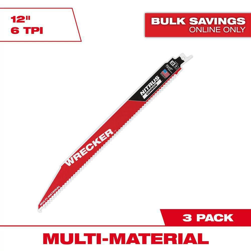 12 in. 6 Teeth Per Inch WRECKER Nitrus Carbide Teeth Multi-Material Cutting SAWZALL Reciprocating Saw Blade (3-Pack) price history on PriceWatchPro