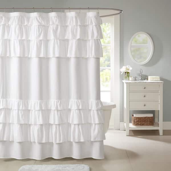 Madison Park Hope 72 in. White Ruffled Shower Curtain MP70-3651 - The ...