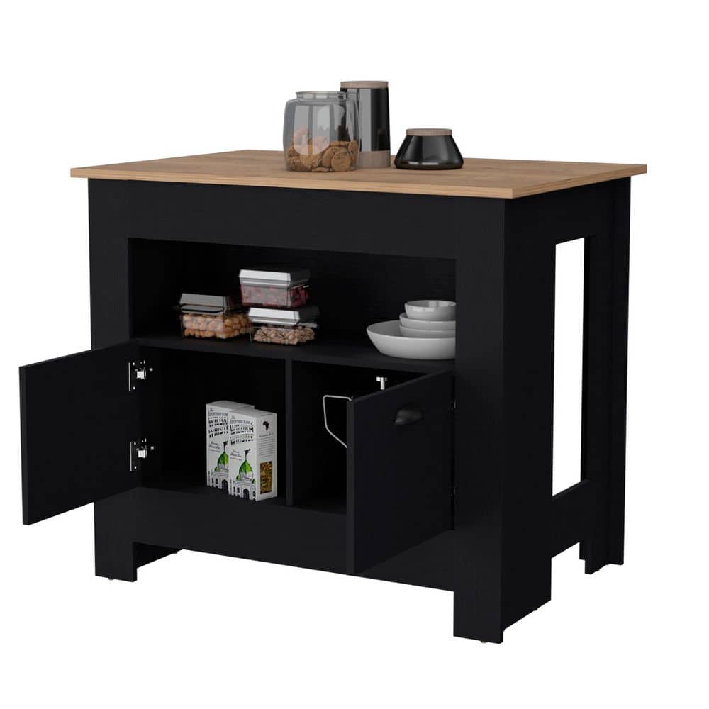 Black Particle Board 26.6 in. Kitchen Island with Open Shelf price history on PriceWatchPro