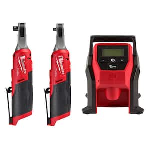 M12 FUEL 12-Volt Lithium-Ion Brushless Cordless High Speed 3/8 in. Ratchet with High Speed 1/4 in. Ratchet and Inflator