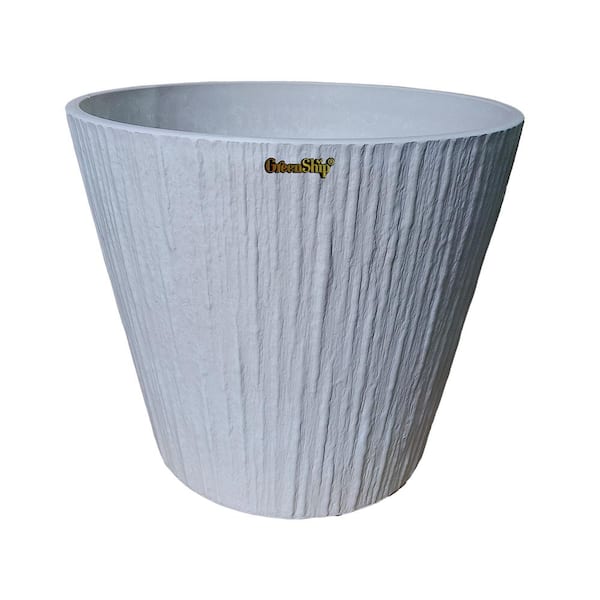 GreenShip Bark 15.8 in. W x 12.6 in. H Whitestone Indoor/Outdoor Resin Decorative Planter 1-Pack
