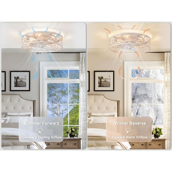 HINNIXY 18 in. Small Indoor White Gold Flush Mount Caged Ceiling