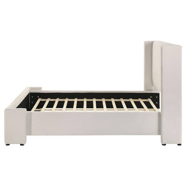 Alamosa White Wood Frame Upholstered Wingback Queen Platform Bed