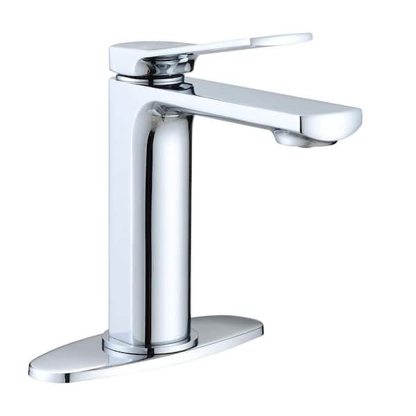 PROOX Single-Handle Single Hole Bathroom Faucet with Deckplate Included in Chrome