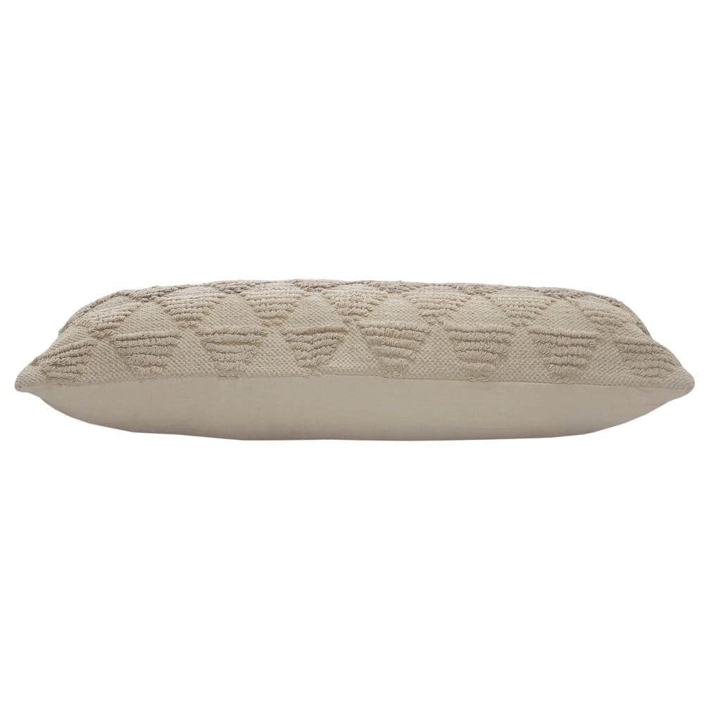 Gray and Cream Geometric Cotton Lumbar Pillow, 14" x 36"
