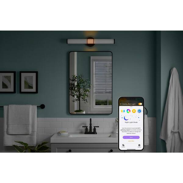 Hampton Bay 24 in. PENROSE Matte Black Perforated LED Vanity Bar