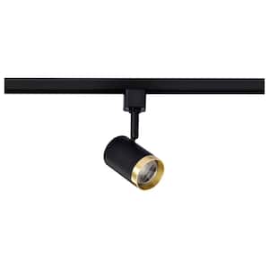 Matte Black/Brushed Brass Integrated LED Fixed Track Cylinder Head