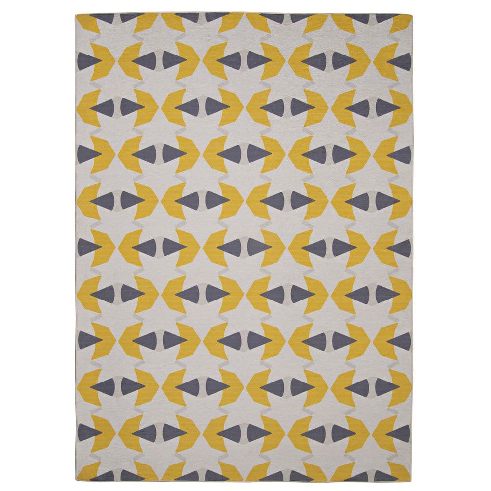 Henderson Ivory and Yellow 5 ft. x 7 ft. Washable Polyester Indoor/Outdoor Area Rug price history on PriceWatchPro