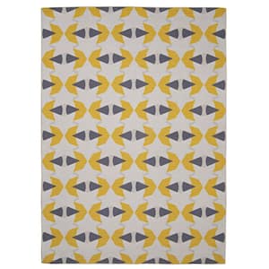 Henderson Ivory and Yellow 5 ft. x 7 ft. Washable Polyester Indoor/Outdoor Area Rug