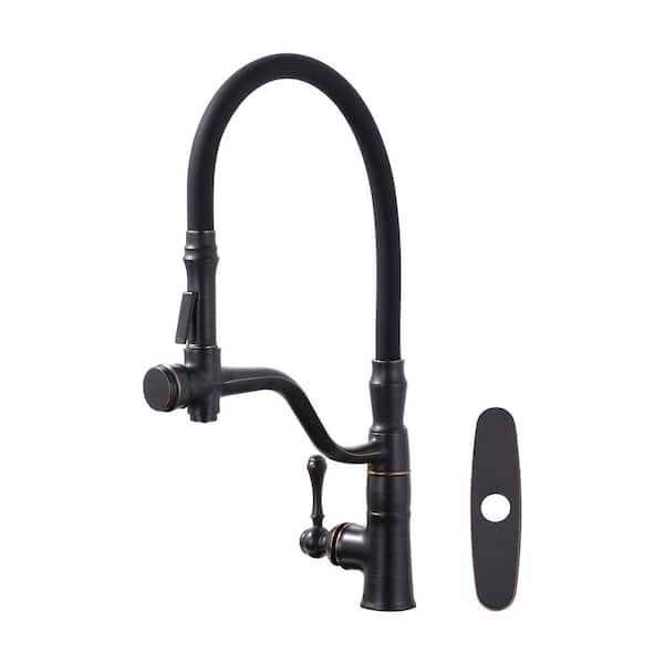 Single Handle Bridge Kitchen Faucet with 2 Water Modes in Oil Rubbed Bronze